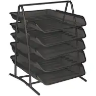 Spirit: tavă pentru documente 5 etaje cu plasă metal culoarea neagră