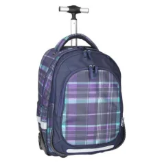 Spirit: Trolley ghiozdan mov în carouri, cu roți imaginea 2
