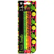 Spirit: urmă de palmă model negru triunghi creion grafit HB cu radieră 4 bucăți set