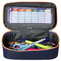 Spirit:My Bag penar oval albastru indigo cu fermoar portocaliu 23x10cm imaginea 2