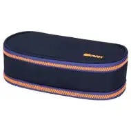 Spirit:Penar oval albastru indigo cu fermoar portocaliu 23x10cm