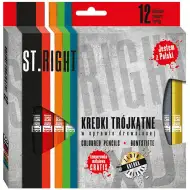 St.Right triunghi creioane colorate 12 bucăți set cu ascuțitoare