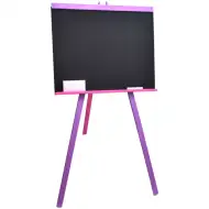 Tablă de desenat cu stand lemn și cretă, culori pentru fete