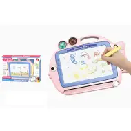 Tablă desen magnetică formă peștișor culoarea roz cu ștampile