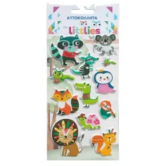 The Littlies: Set de autocolante puf 3D cu animale 10x22cm pe foaie