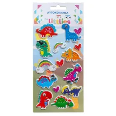 The Littlies: Set de autocolante 3D pufos cu model de dinozaur pe foaie de 10x22cm