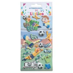 The Littlies: Set de autocolante 3D pufos cu model de fotbal pe foaie de 10x22cm