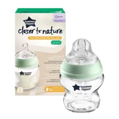 Tommee Tippee: Closer To Nature sticlă transparentă de supt 150ml (0 luni+)