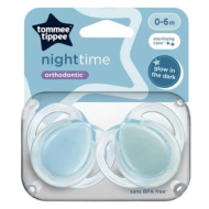 Tommee Tippee: Set de 2 suzete ortodontice fluorescente Night Time, disponibile în mai multe variante (0-6 luni)