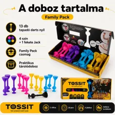 Tossit Family Pack – Roz, Violet, Albastru, Galben darts cu ventuză joc de societate imaginea 2