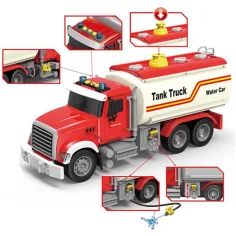 ToyStar vehicul transport de combustibil culoarea roșie cu efecte de sunete și lumini 36cm imaginea 2