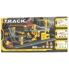 Track Engineering set de pistă de curse cu mașini de construcții și set de muncitori din 89 de piese imaginea 2