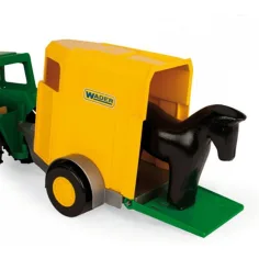 Tractor verde cu remorcă și cal 38cm - Wader imaginea 4