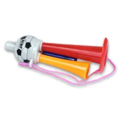 Trompetă care poate fi pusă în gât cu model minge de fotbal cu triplu claxon 13cm imaginea 2