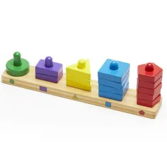 Turn de construcție cu forme din lemn pentru dezvoltarea abilităților - Melissa & Doug imaginea 3