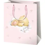 Ursuleț pungă cadou normală roz 11x15x6cm
