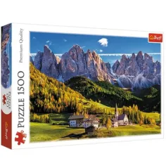 Valea Val di Funes, Dolomiți - Italia puzzle de 1500 de piese -Trefl