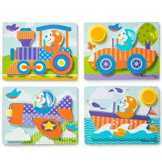 Vehicule lemn puzzle uriaș - Melissa & Doug imaginea 2