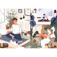 Yoga, Cats, Coffee Pace spirituală 1000 bucăți UFT puzzle - Trefl