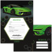 Ars Una: Set de 10 invitații cu model Lamborghini verde, cu plicuri