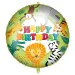 Balon folie de ziua de naștere – cu inscripția „Happy Birthday”, model cu animale de junglă, 46 cm