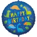 Balon folie de ziua de naștere – cu inscripția „Happy Birthday”, model cu dinozaur, 46 cm