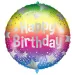 Balon folie de ziua de naștere – cu inscripția „Happy Birthday”, model cu stele în culorile curcubeului, 46 cm