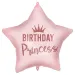 Balon folie de ziua de naștere – inscripție „Birthday Princess”, formă de stea, roz, 46 cm