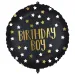 Balon folie pentru ziua de naștere – inscripție „Birthday Boy”, negru-auriu cu stele, 46 cm