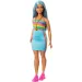 Barbie: Păpușă Fashionista în rochie cu dungi colorate - Mattel