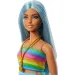 Barbie: Păpușă Fashionista în rochie cu dungi colorate - Mattel