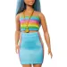 Barbie: Păpușă Fashionista în rochie cu dungi colorate - Mattel