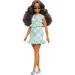 Barbie: Păpușă Fashionista stilată în rochie în carouri verde-alb - Mattel