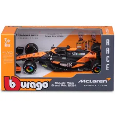 Bburago: McLaren MCL38 Miami Grand Prix 2024 mașină de Formula 1 model auto din metal 1/43 (Oscar Piastri #81) imaginea 1