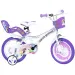Bicicletă Unicorni Academia alb-mov, mărimea 14 - bicicletă Dino Bikes