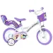 Bicicletă Unicorni Academy alb-mov, mărimea 12 - bicicletă Dino Bikes