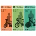 Bicicletă pentru copii Bluey 12” cu suport pentru sticlă și roți ajutătoare, în culorile alb-albastru-verde – bicicletă Dino Bikes