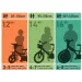 Bicicletă pentru copii Bluey de 14” cu suport pentru sticlă de apă și roți ajutătoare, în culorile alb-albastru-verde – bicicletă Dino Bikes