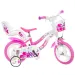 Bicicletă pentru copii Flappy 12” cu coș și scaun pentru păpuși, culoare roz-alb - bicicletă Dino Bikes