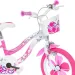 Bicicletă pentru copii Flappy 16” cu coș și scaun pentru păpuși, culoare roz-alb – bicicletă Dino Bikes