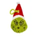 Breloc de pluș Grinch cu căciulă de Moș Crăciun, 8 cm