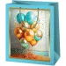 Cardex: Sacoșă cadou exclusivă de mărime medie, cu baloane albastre-aurii, 18x10x23cm