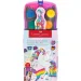 Faber-Castell: Set de acuarele Connector, 12 culori, cu palete care se pot îmbina, cu unicorni