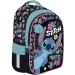 Ghiozdan/rucsac școlar cu imprimeu Disney Stitch, 4 compartimente, cu pompon albastru BPL58 40x29x19 cm