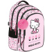 Ghiozdan școlar roz cu imprimeu Hello Kitty, 4 compartimente, cu pompon BPL58 40x28x18 cm