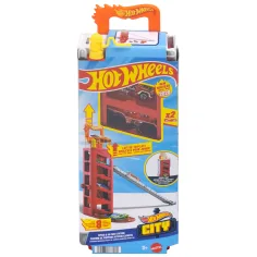 Hot Wheels: Stația de pompieri Turbo Start cu 2 mașinuțe - Mattel