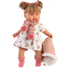 Llorens: Alexandra, păpușă plângătoare de 42 cm cu suzetă, îmbrăcată într-un costum cu animăluțe imaginea 1