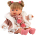 Llorens: Alexandra, păpușă plângătoare de 42 cm cu suzetă, îmbrăcată într-un costum cu animăluțe