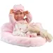 Llorens: Bebeluș nou-născut de 40 cm cu ursuleț și pijamale roz.