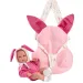 Llorens: Bimba bebeluș nou-născut cu cărucior roz cu iepuraș, 35 cm